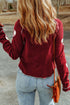 Grand Slam Style Baseball Print Waffle Knit Raglan Sleeve Top